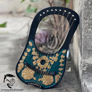 Handmade Lyre Harp 10-<b>String</b> Floral Design Rosewood Celtic Harp with Free Tuning Key & <b>Strings</b> - Product Image 2