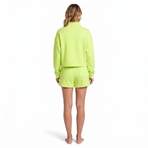 Conjunto de moda personalizado para mujer, top de felpa 100% algodón con cremallera de un cuarto y pantalones cortos a juego con cordón, corte relajado. - Product Image 4