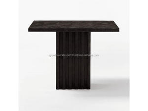 Premium Round <b>Dining</b> <b>Table</b> with Ribbed Pedestal Base Solid Wood Core & Oak Veneer Top Mid-Century Modern <b>Dining</b> Furniture OEM - Product Image 5