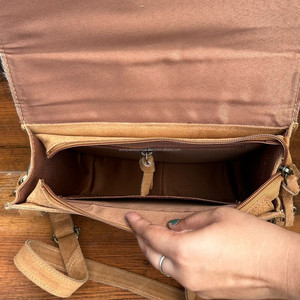 Sac à main en cuir suédé marron Boot Stitch Western Crossbody Handbag Véritable cheveux sur la peau sac à main en cuir femmes Laser Print Suede Bag - Product Image 6