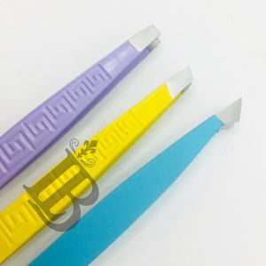 Pince à épiler pour sourcils haut de gamme en acier inoxydable, modèle Mink, lot de pinces à épiler pour sourcils, droites et biseautées, très demandées, avec logo personnalisable, bleues - Product Image 6