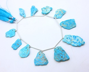 Perles de turquoise naturelle d'Arizona, 11 pièces, brutes et lisses, pour la fabrication de bijoux - Product Image 1