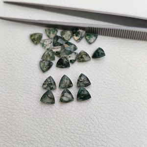 Natural 7mm verde musgo ágata facetada trillón corte piedra preciosa suelta certificada curación piedra de cristal para joyería precio al por mayor - Product Image 4