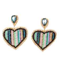 Pendientes de Aro Modernos con Diseño de Corazón Bordado a Mano con Cuentas de Semillas, para Bodas, Fiestas, Regalos, para Mujer - Product Image 4