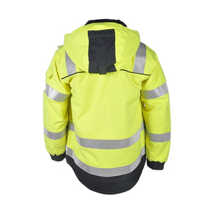 <b>Hi</b> <b>Vis</b> Unisex Coated <b>Waterproof</b> Reflective Workwear <b>Jacket</b> with Stand Collar and Hooded Design for Winter Use - Product Image 3