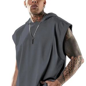 2025 Summer Men's Fashion <b>Hoodie</b> High Quality Fleece Eco-Friendly Polyester/Cotton <b>Sleeveless</b> Vest for Leisure Fitness Street - Product Image 1