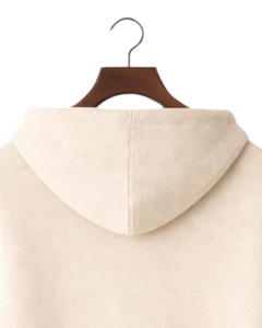 Sweat-shirt personnalisé pour homme en tricot beige, col à trois boutons, mélange de coton doux, chaud, décontracté, hiver, sur mesure OEM - Product Image 6