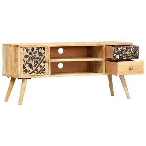 Meuble TV en bois de manguier naturel avec accents noirs - Product Image 2