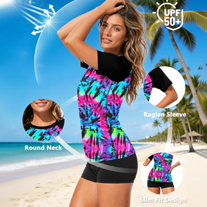 Rashguard à manches courtes pour femme, entraînement sportif, haute performance, surf, tissu anti-humidité, design élastique ajusté - Product Image 6
