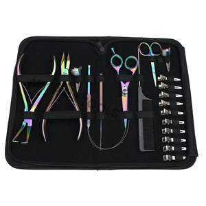 Kit de Herramientas para Extensiones de Cabello de Acero Inoxidable con Alicates de Crimpado Microlink, Alicates para Abrir Anillas, Alicates de Tracción, Tijeras de Barbero y Clips - Product Image 1