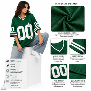 Camiseta deportiva de malla personalizada OME, cuello en V, manga corta, corte holgado, con gráfico de estrella y número, estilo urbano Y2K, ¡en oferta! - Product Image 6