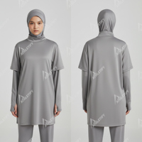 Camiseta Deportiva Moderna para Mujeres Musulmanas, UPF50+, Manga Larga, Hombros Caídos, Orificios para Pulgares, Ropa Deportiva Cómoda