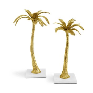 Candelabros de Palmera Dorada INDIAN EXPORTE de Diseño Innovador, Base de Mármol Blanco, Hechos a Mano, Ecológicos, para Decoración del Hogar, Pascua - Product Image 1
