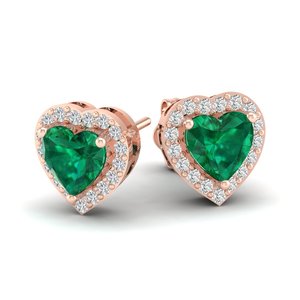 REYES New Arrival 14K Solid Gold IGI Certified Diamond Screw <b>Back</b> Stud <b>Earrings</b> Heart Shape 1.5 Carat Emerald Gemstone Jewelry - Product Image 1