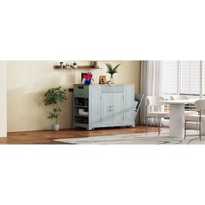 Chariot de cuisine à roulettes cannelé K K avec poubelle, prise électrique, rangement interne et étagère – 5ème génération de chariots de cuisine - Product Image 1