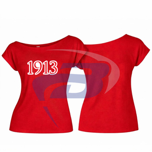 Delta |   Sigma |   Camiseta Moderna Romántica con Hombros Descubiertos de la Hermandad Theta, con Diseño de Pedrería, para Fiestas de Verano, Logotipo Frontal Personalizado - Product Image 3