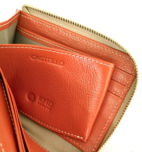 [ราคาดีที่สุด] กระเป๋าสตางค์หนังแท้ Castello แบบมินิมอล RFID ป้องกันการโจรกรรมข้อมูล รูปทรงตัว L ขนาดเล็ก สำหรับทุกเพศ พร้อมซิป สีเขียวมะกอก ส้ม เขียว - Product Image 3