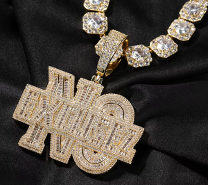 Custom Iced Out Letter Pendant Necklace Gold Plated Brass Link <b>Chain</b> Hip Hop Jewelry <b>Name</b> <b>Chain</b> for Casual Wear - Product Image 1