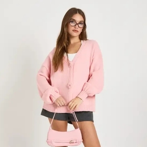 Embroidered Zipper Knit Acrylic High Elasticity <b>Cardigan</b> Men's Women Autumn Turn-down Collar Full Sleeve - Product Image 1