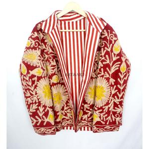 Veste matelassée épaisse pour femme, tendance automne-hiver, broderie florale faite à la main, 100% coton, séchage rapide, écologique - Product Image 6