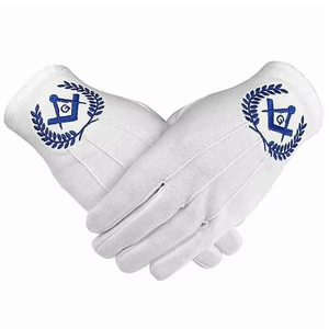 Gants Maçonniques Brodés en Coton Blanc Respirant et Confortable, Taille Personnalisée, Logo Personnalisé, pour Sport, Extérieur et Usage Quotidien – Vente en Gros - Product Image 3
