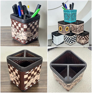 Porte-stylos et porte-crayons en cuir de vache, organiseur de bureau, support décoratif pour pinceaux et ciseaux, pour bureau, maison et école - Product Image 3