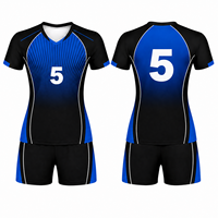 Ensemble d'uniformes de volley-ball personnalisés en polyester sublimé pour femmes, respirant, maillot à manches courtes, short à taille élastique, col rond, athlétique