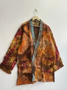 Vintage Kantha Quilted Jacket Tie Dye Handmade Boho Short Kimono Jacket - Product Image 5