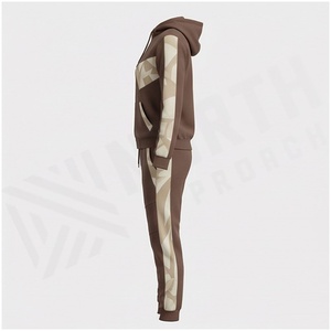 Conjunto Deportivo con Capucha para Mujer, Estampado Geométrico, Cierre de Cremallera en Manga Larga, Pantalones Jogger Casuales, 100% Poliéster, Ropa de Otoño - Product Image 3