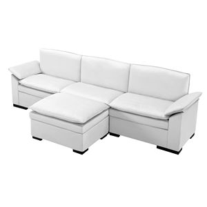 Divano Componibile Beige 117.7 con Pouf per Arredamento Soggiorno - Product Image 3