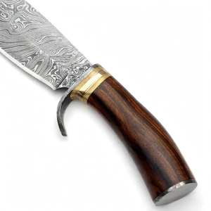 Couteau de boucher artisanal en acier Damas, manche en bois, outil de cuisine - Product Image 2