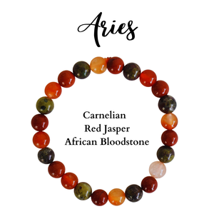 Aries Zodiac Gemstone Beaded <b>Bracelet</b> | <b>Crystal</b> Astrology Inspired Jewelry | Wholesale Bulk Unisex <b>Bracelet</b> Supplier - Product Image 1