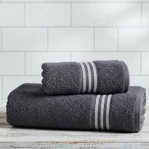 Juego de Toallas de Algodón Gris Oscuro, Toallas de Baño y Toallas de Mano Suaves y Absorbentes, Ropa de Baño de Lujo - Product Image 1