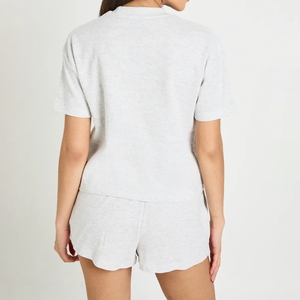 <b>Women's</b> O-Neck Solid Color Short Sleeve <b>Thermal</b> T-Shirt Knitting Shorts Sets Casual Winter Loose Loungewear Sets For <b>Women</b> - Product Image 2