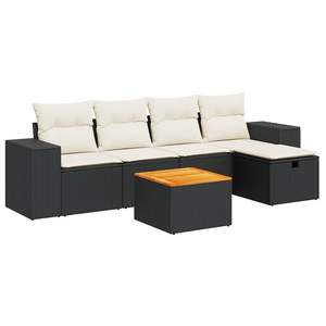Ensemble de canapés de jardin en rotin PE noir avec pieds réglables, confortable et élégant, mobilier d'extérieur - Product Image 2
