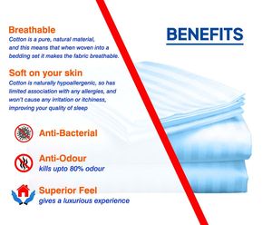 Drap de lit léger 100% coton et lin rayé 400 TC compte de fil élevé pour le confort durabilité Portable et plié - Product Image 4