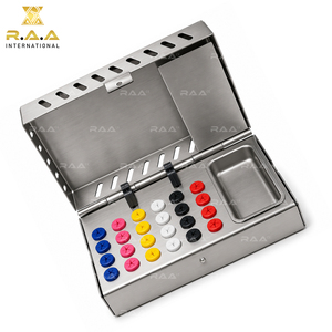 Boîte de stérilisation pour outils d'implantation dentaire en acier inoxydable avec inserts en silicone colorés et un petit plateau utilitaire – Qualité supérieure - Product Image 3