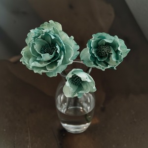 VADEE SOLA WOOD FLOWER Anémone Verte Premium Modèle 001 Artisanat Durable Fait Main 8-8.5cm Magnolia Étoilée - Product Image 2