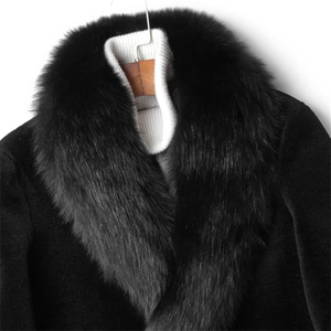 Fox Fur Winter Warm Full Pelt Hooded <b>Men's</b> Overcoat <b>Long</b> Coat Anti-Wrinkle Floral Pattern - Product Image 4