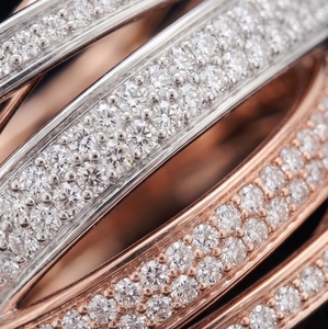 Anillo de Lujo para Mujer con Diamante Cultivado en Laboratorio, Corte Brillante, Oro Rosa de 14 Quilates, Chapado en Rodio Blanco |   Banda Cruzada Multicapa |   IGI - Product Image 5