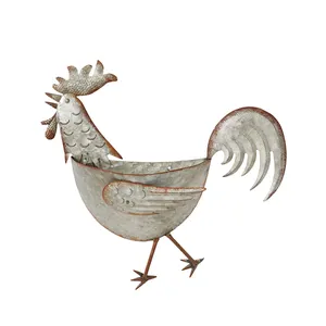Galvani zed Rooster Wandbehang Pocket Planter Neuankömmling Metall Eisen verzinkt Indoor Outdoor Chicken Planter