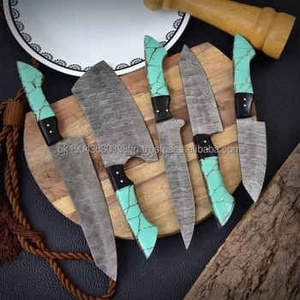 Ensemble de couteaux de chef en acier damas forgé noir, écologiques, ambidextres, avec manche en bois de rose brun - Product Image 2
