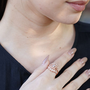 Bague ajustable Zyorio Jewels avec diamants étincelants, argent sterling 925, bijoux fins, or rose, design tendance, pour femmes, mariage - Product Image 5