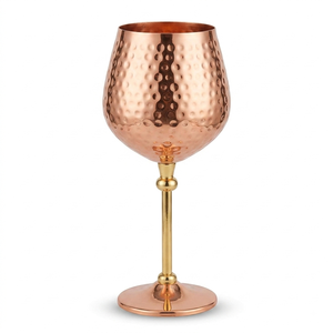 Gobelet à vin en cuivre martelé, verre à vin sur pied en cuivre, tasse à boire en métal pour la maison, le bar, le restaurant, la décoration de table de mariage - Product Image 5