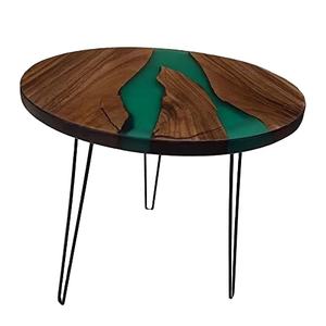 Mesa de Centro Moderna Redonda de Madera y Resina Epoxi, Hecha a Mano, Ecológica, para Sala de Estar, Sofá, Hoteles y Uso en Exteriores - Product Image 1