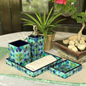 Juego de baño de madera esmaltada hecha a mano, dispensador de jabón, caja de cepillo y bandeja moderna para decoración del hogar de Falak World Export - Product Image 6