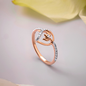 Encantador anillo de diamantes de oro rosa de 14 quilates, piedras de corte redondo de 0,50 quilates, regalo de aniversario para mujer, joyería fina - Product Image 1