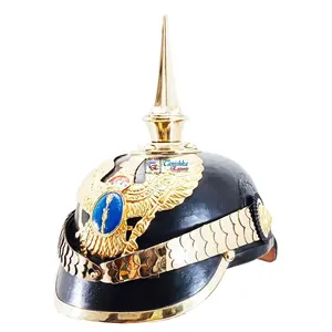 Черный кожаный броне, шлем, прусский Баварский, носимый, металлическая копия, средневековый немецкий