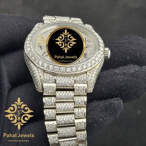Montre de luxe pour homme Pahal Jewels avec diamants, boîtier rond en acier inoxydable de 42 mm, mouvement à quartz analogique, cadran en cristal saphir - Product Image 4