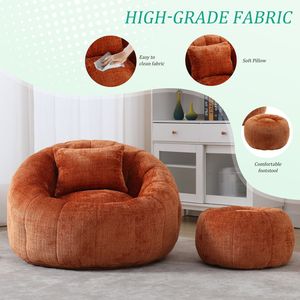 UNITED WE WIN Poltrona Sacco Moderna, Pouf Rotondo Confortevole per Adulti, Sedia Singola per Lettura e Relax con Cuscino - Product Image 2